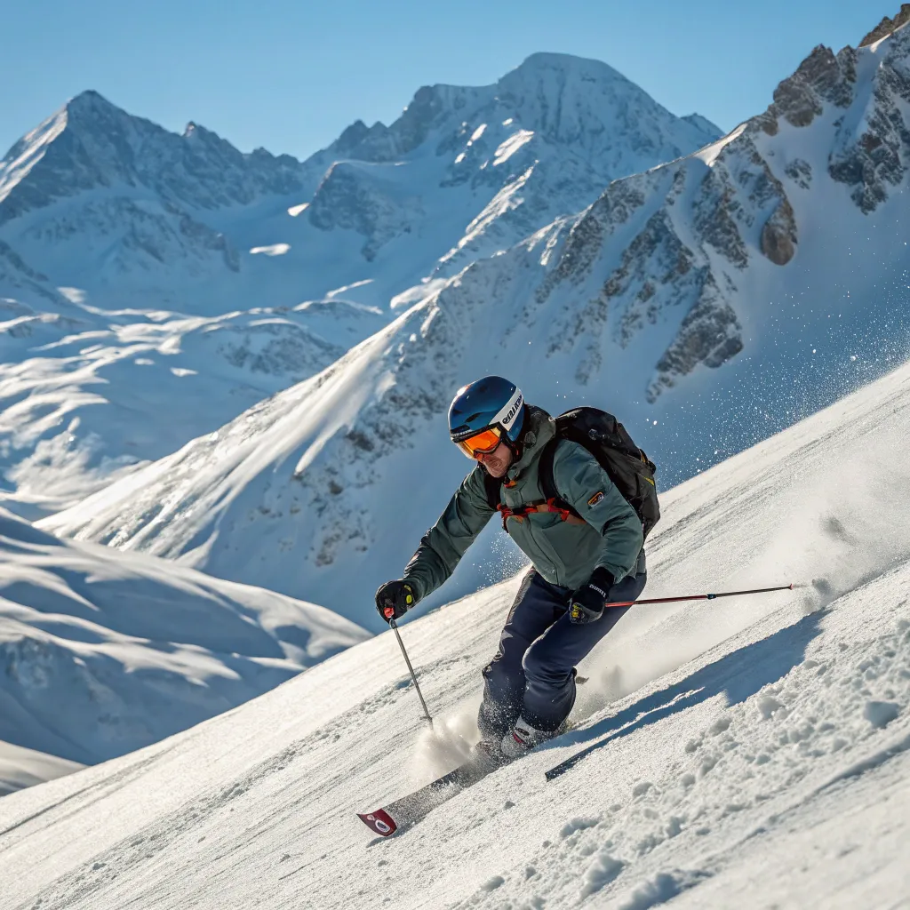 John skiing in the mountains